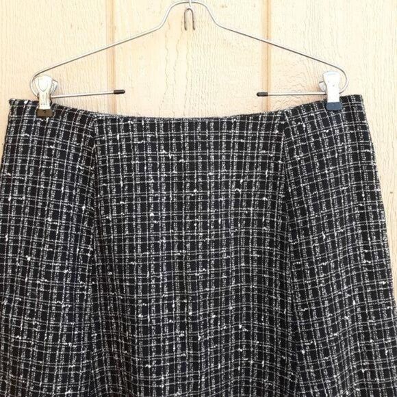 Vtg Skirt Dark Academia Schoolgirl Wool Tweed Windowpane Plaid Full Skater Sz 14 - Picture 8 of 11